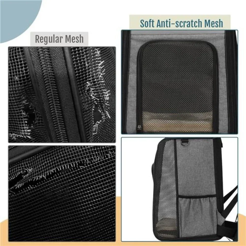 Cat Backpack Carrier with Soft Plush Mat, Cross Ventilation Design, Dog Backpack